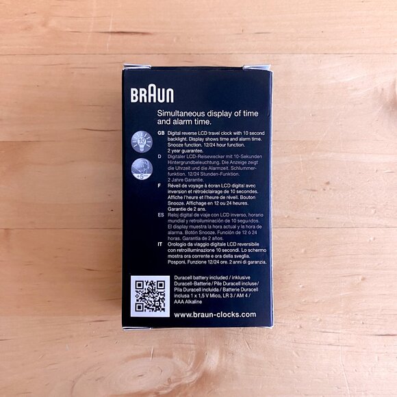 Braun Digital Travel Alarm Clock BNC008BK - Picture 3 of 7